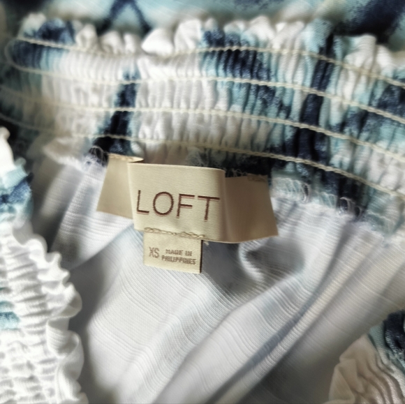 Loft white blue star tie dye strapless drawstring maxi dress size XS - Picture 11 of 11